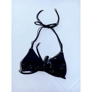 L’ Agent by Agent Provocateur Sevilla Bikini Top In Glitter Metallic Navy Size S